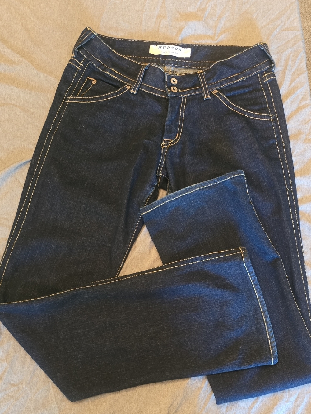 Hudson Jeans Dark Indigo Bootcut Jeans with Contrast Stitching